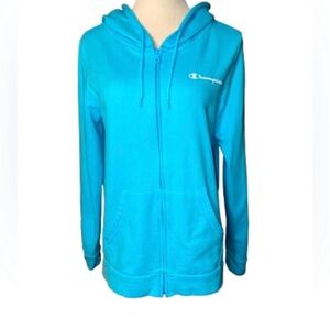 Champion Women's Turquoise Zip-Up Hoodie Size Large